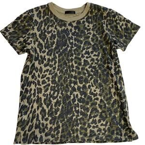 ATM Army Camo & Cheetah Print Short Sleeve Cotton Crew Neck Tee Size XS Y2K